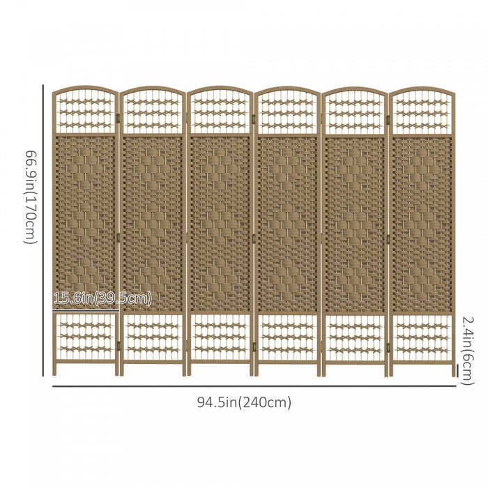 HOMCOM 5.6ft Folding Room Divider, Freestanding Privacy Screen, Natural