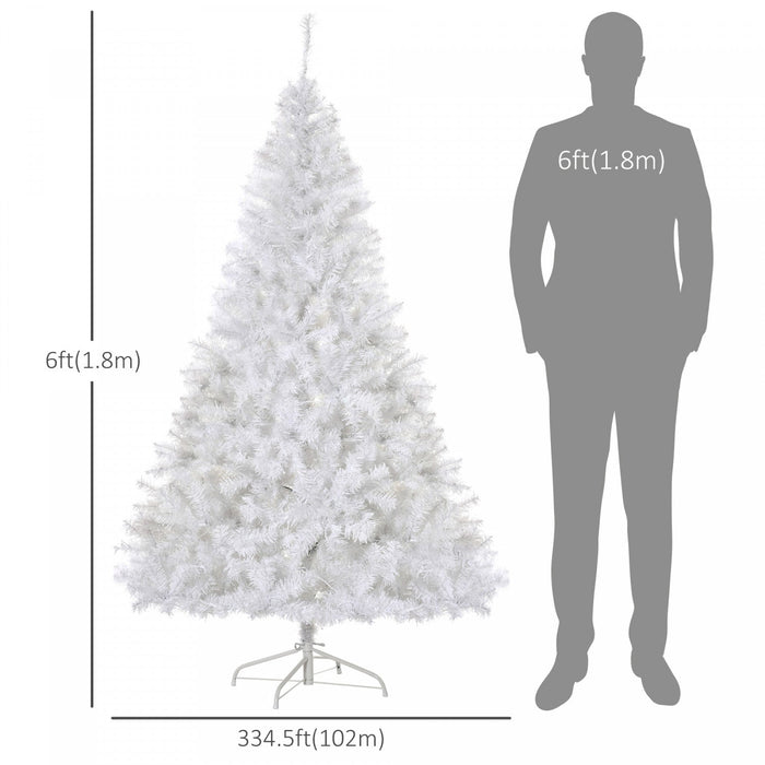 Homcom 6ft Prelit Artificial Christmas Tree With 250 Warm White Led Lights And 1000 Tips