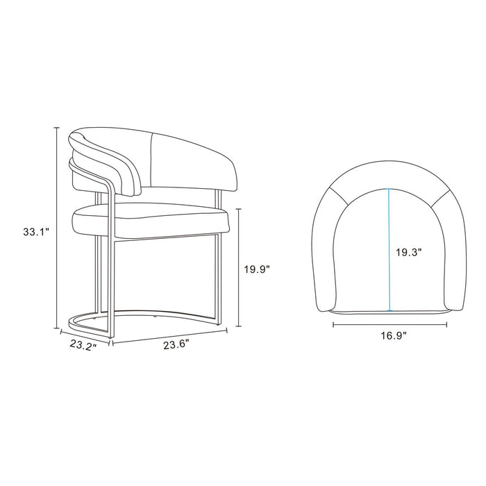 Augusta Modern Metal Vegan Leather Dining Chair in White 