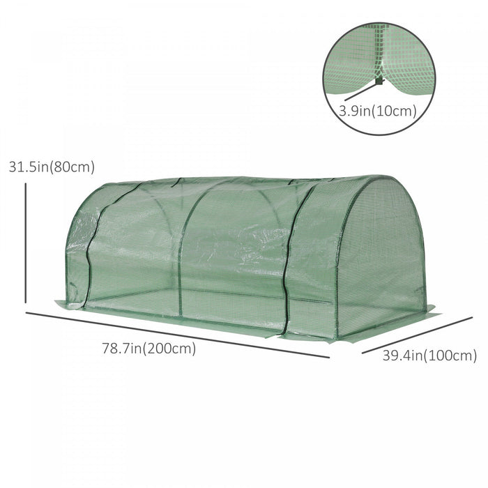 Outsunny 79\" X 39\" X 32\" Mini Greenhouse, Portable Hot House For Plants With Zippered Doors For Outd