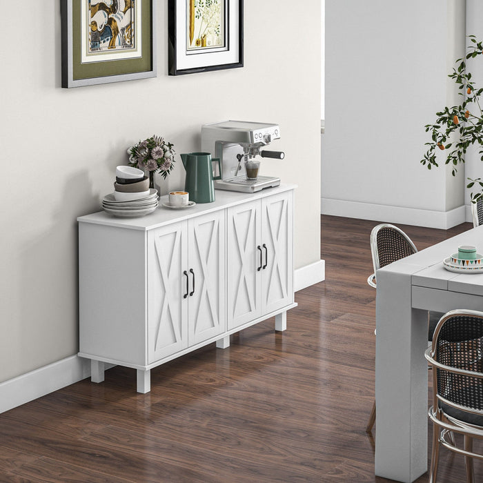 HOMCOM Coffee Bar Cabinet, Buffet Sideboard w/ Barn Doors, Adjustable Shelf
