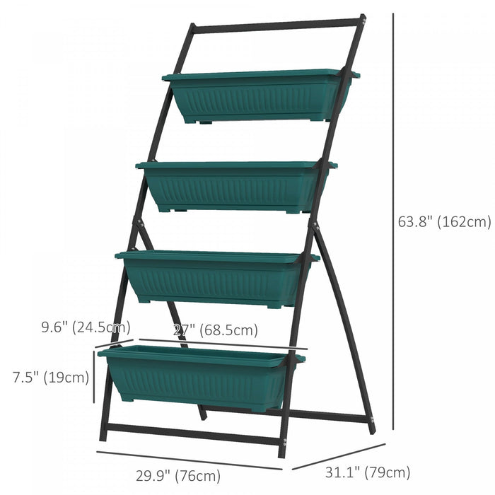 Outsunny 4-tier Vertical Raised Garden Bed With 4 Planter Boxes, Outdoor Plant Stand Grow Container 