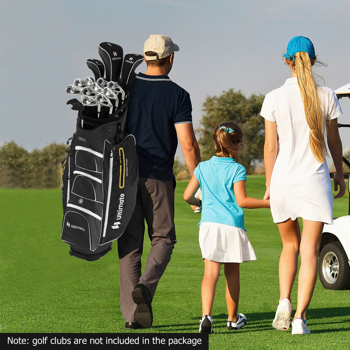 Costway Lightweight Golf Cart Bag With 15 Way Top Divider Individual Putter Well Cooler Bag Black
