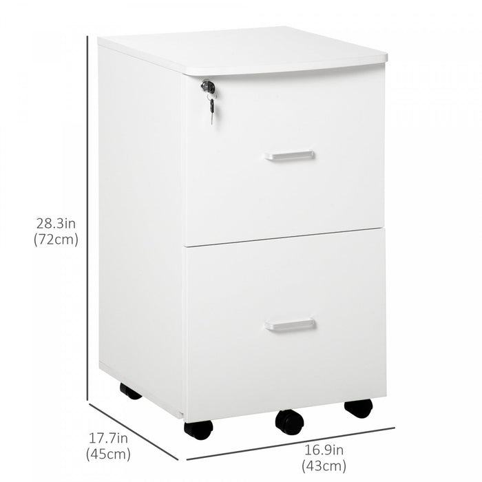 Vinsetto 2-drawer Mobile Office File Cabinet With Lock