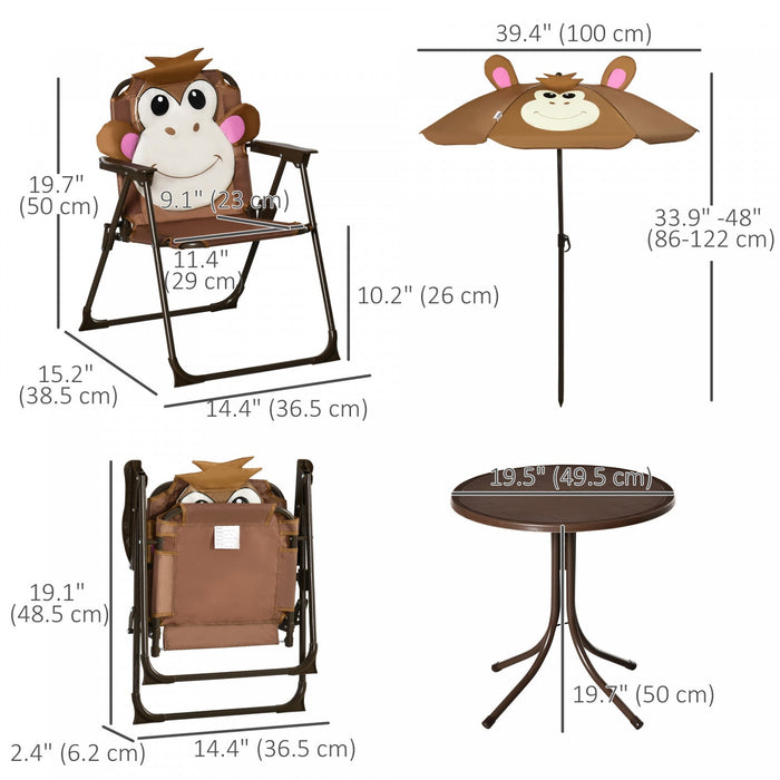 Outsunny Kids Folding Picnic Table And Chair Set Pattern Outdoor Garden Patio Backyard With Removabl
