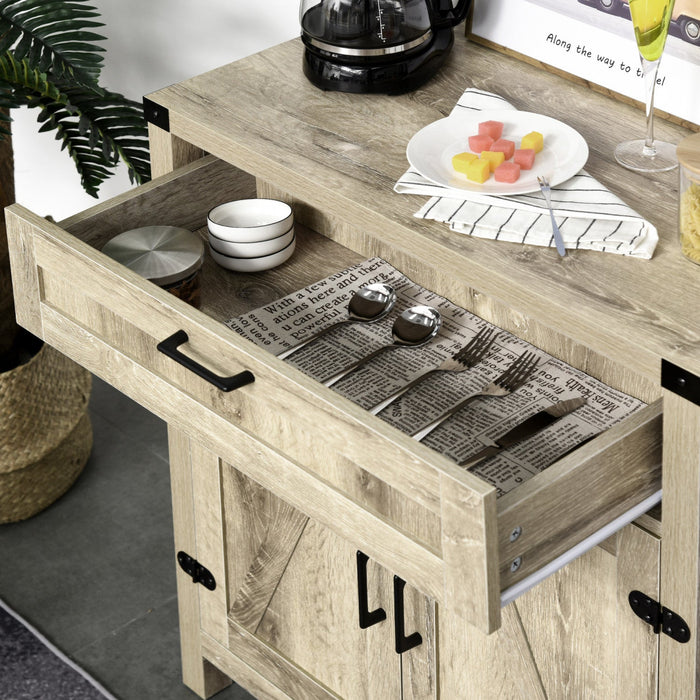 HOMCOM Farmhouse Sideboard Buffet Cabinet with Drawer and Adjustable Shelf