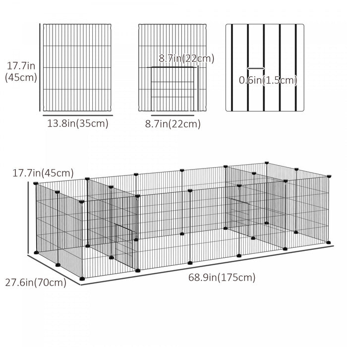 Pawhut 18 Panels Small Animal Cage, Pet Playpen With Doors, Guinea Pig Cage, Portable Metal Wire Yar