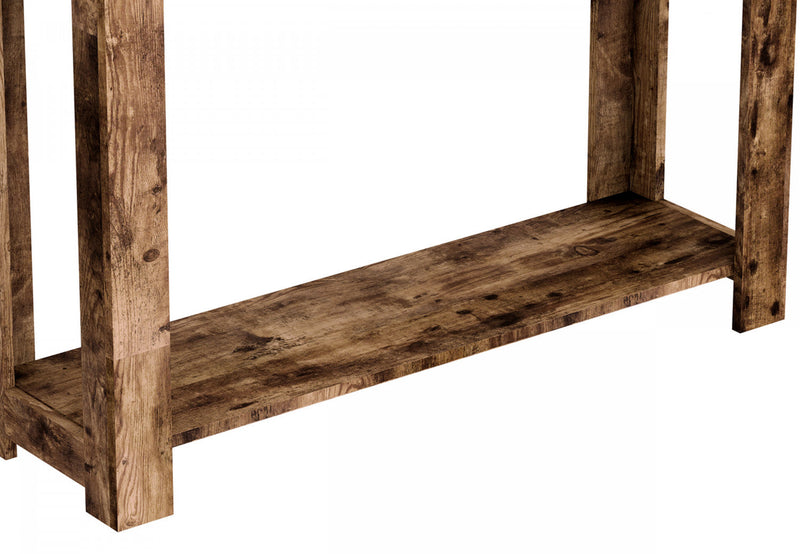 40” Console Table With 2 Drawers And Shelf - Brown Reclaimed Wood 