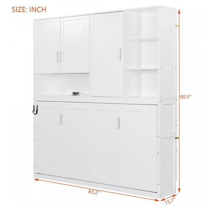 Ethan Space-Saving Murphy Bed with Storage and Foldable Design,Twin Size,White Twin Bed  