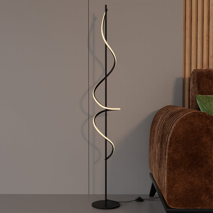 51\" Matte Black LED Floor Lamp with Stepless Dimming 