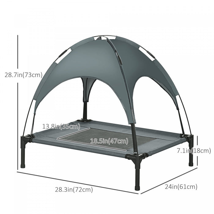 Pawhut Elevated Cooling Pet Bed Portable Raised Dog Cot With Canopy For Medium Sized Dogs, Indoor & 