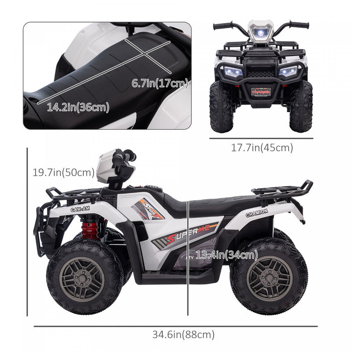 Aosom 12v Kids Atv Quad, 4 Wheeler Battery Powered Ride-On Electric Vehicle With Music Mp3, Headligh