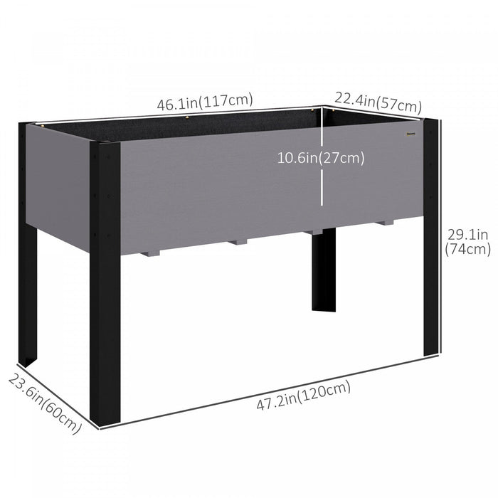 Outsunny Raised Garden Bed, Elevated Planter Box, 47"x24"x29" with Legs, Metal Frame, Wooden Planter Pot for Backyard, Patio to Grow Vegetables, Herbs, and Flowers, Grey