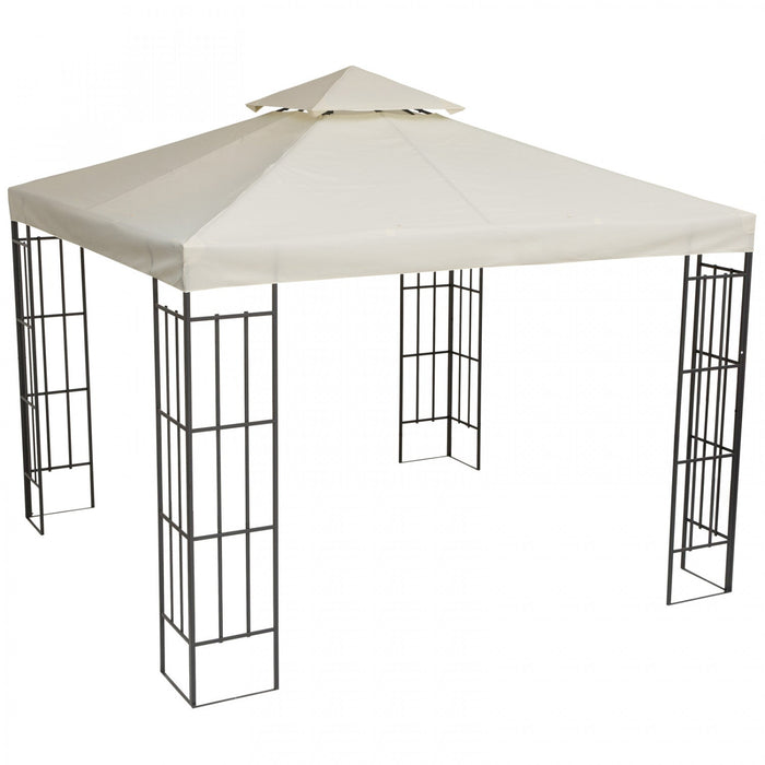 Outsunny 9.8' X 9.8' Square 2-tier Gazebo Canopy Replacement Top Cover Outdoor Garden Sun Shade, Cre