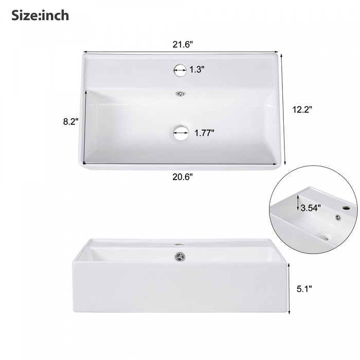 Rachel 21.6\" Floating Bathroom Vanity With Ceramic Basin, Soft-close Door, And Rightt Side Storage 