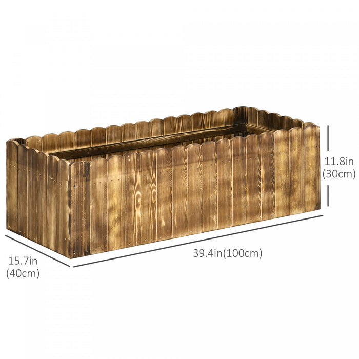 Outsunny 40\" X 16\" X 12\" Raised Garden Bed, Raised Planter Box, Wooden Planter Raised Bed With Drain