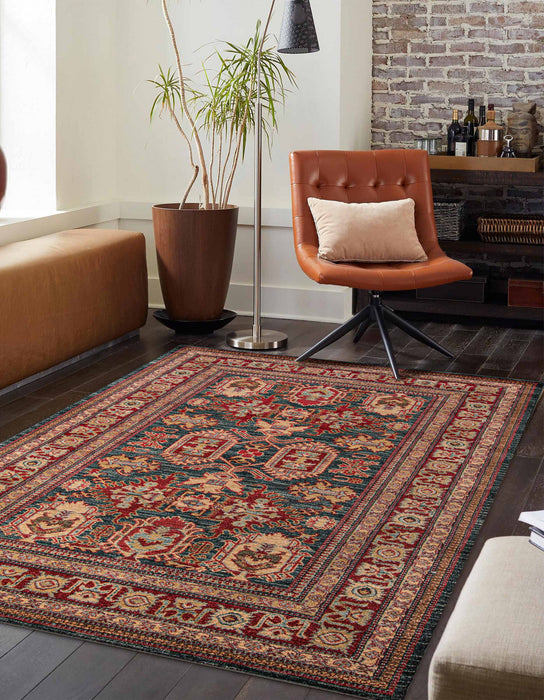 Lena Traditional 9'3\" x 12'6\" Area Rug in Blue Indoor Area Rug 