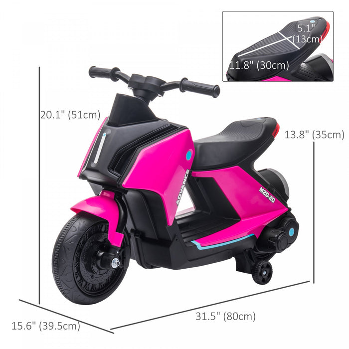 Aosom Electric Powered Ride-On Motorcycle For Kids, 6v Battery-powered Motorbike With Training Wheel