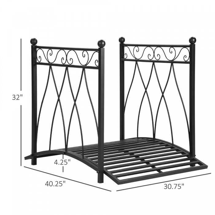 Outsunny 3.3ft Classic Garden Bridge With Safety Railings Arc Footbridge Decorative Pond Bridge For 
