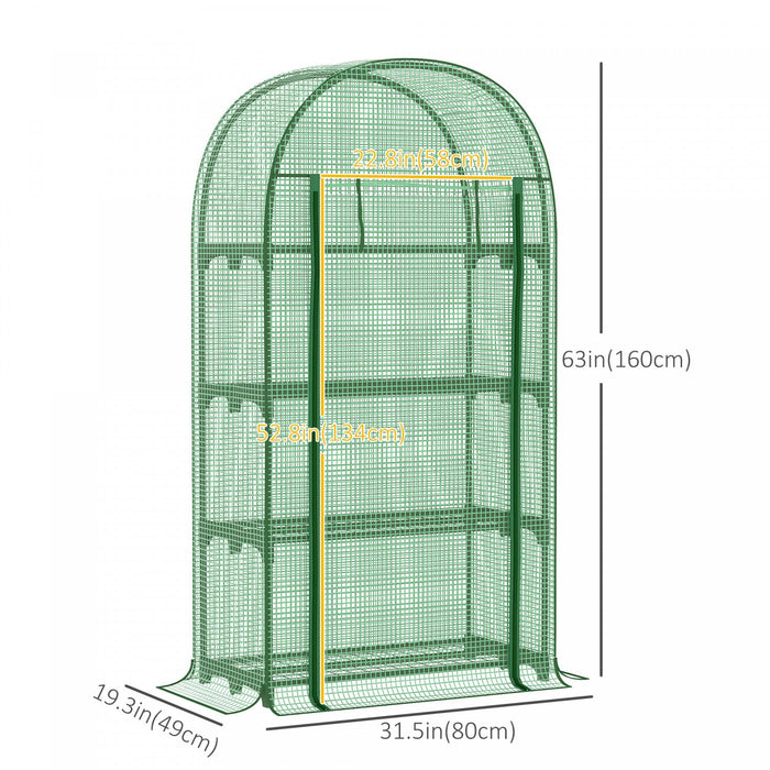 Outsunny 4-tier Mini Greenhouse, Outdoor Portable Gardening Plant Green House With Storage Shelves, 