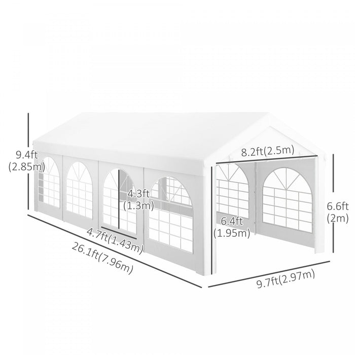 Outsunny 10' X 26' Party Tent And Carport, Heavy Duty Outdoor Canopy Tent Shelter Portable Garage Wi