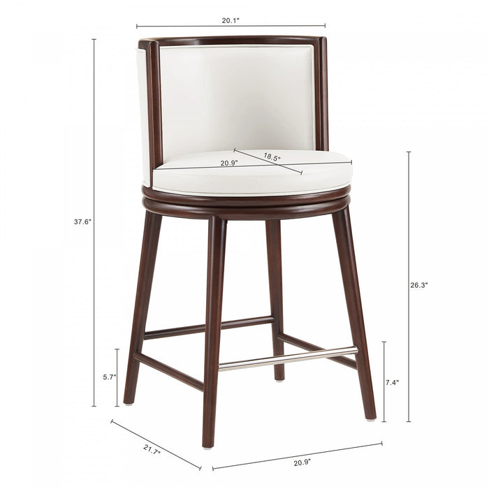 Evalyn Modern Wood Upholstered Counter Stool in White 