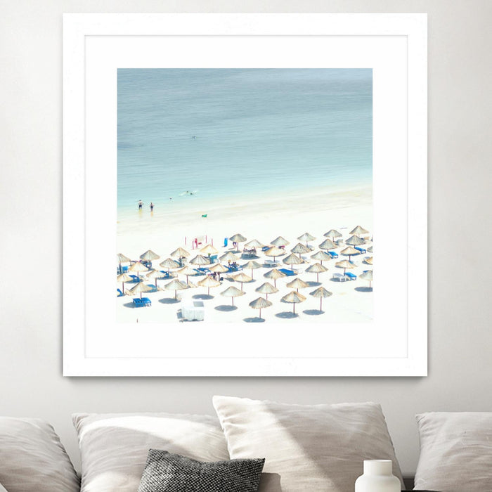 \"Sesimbra I\" Matted and Framed White 30x30 Wall Art