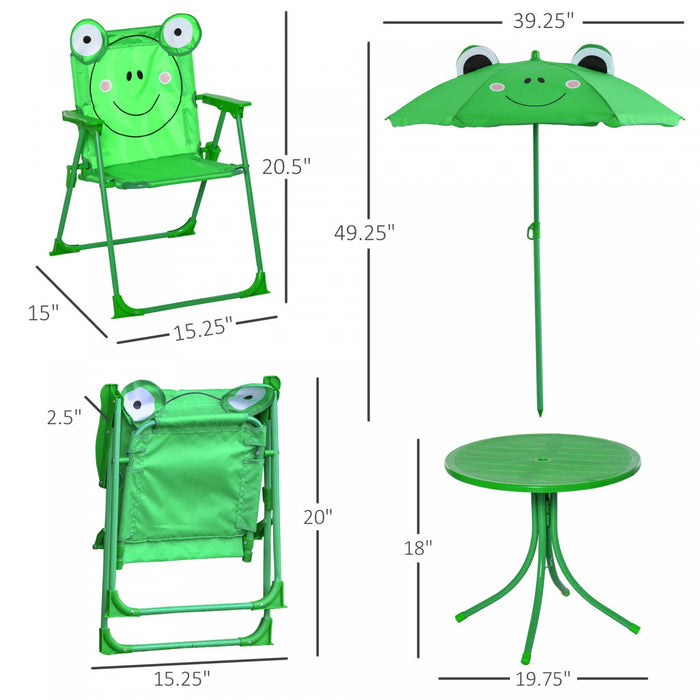 Outsunny Kids Folding Picnic Table And Chair Set Pattern Outdoor Garden Patio Backyard With Removabl