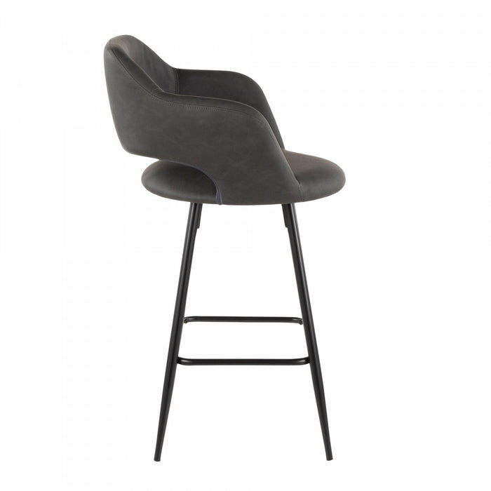 LumiSource Margarite Grey Faux Leather Contemporary Counter-Height Stool - Set of 2