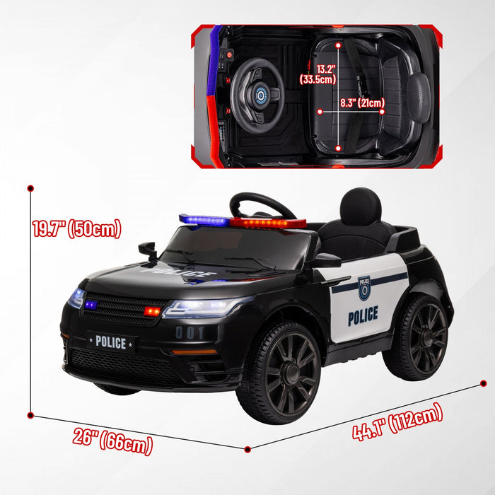 Qaba 12v Electric Car For Kids, Battery Powered Ride-On Kids Car Police Car With Remote Control, 4 S