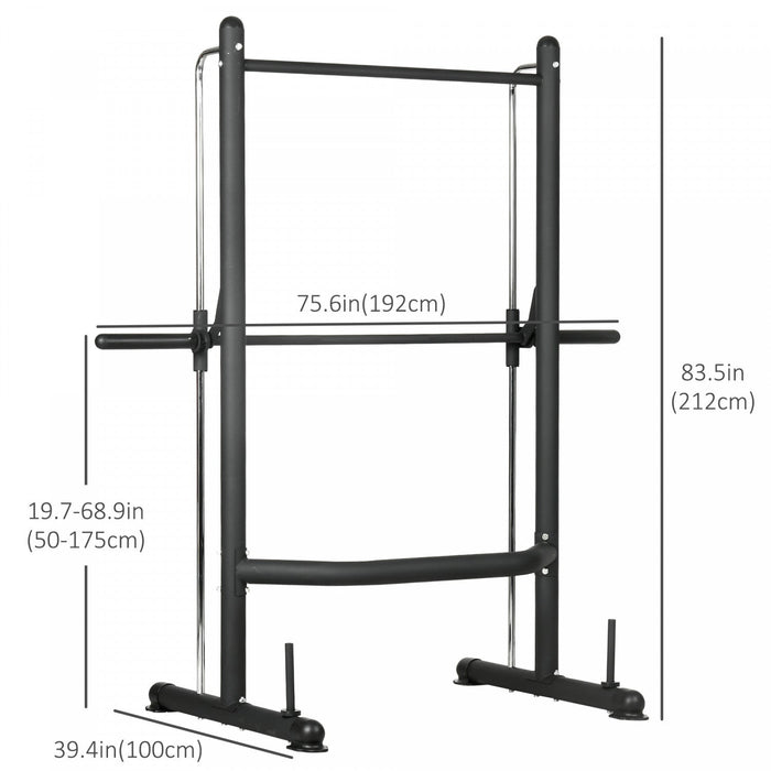 Soozier Adjustable Squat Rack With Pull Up Bar And Barbell Bar Bench Press
