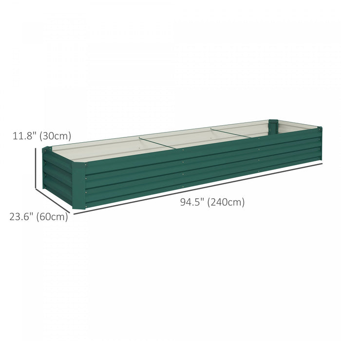 Outsunny 8x2x1ft Raised Garden Bed Large Galvanized Elevated Planter Box