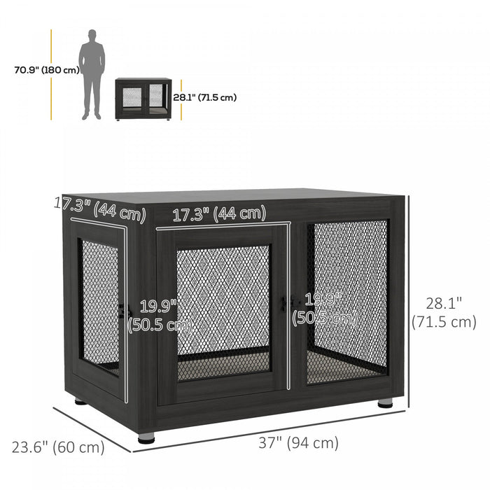 Pawhut Double-door Dog Crate Furniture For Medium Small Dogs, Pet Crate End Table With Water-resista