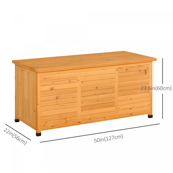 Outsunny 75 Gallon Wooden Storage Box Patio Deck Box Bench, Garden Backyard Outdoor Storage Containe