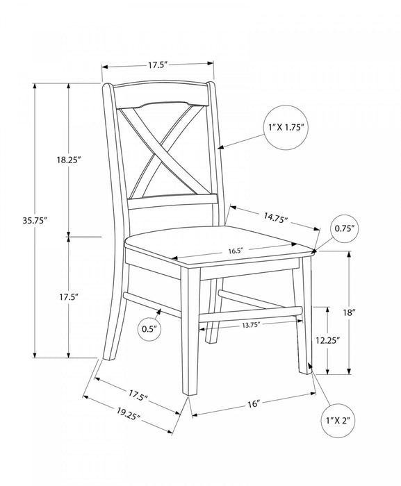 Dining Chair Set of 2 Kitchen Dining Room Oak & Cream Wood Legs Transitional
