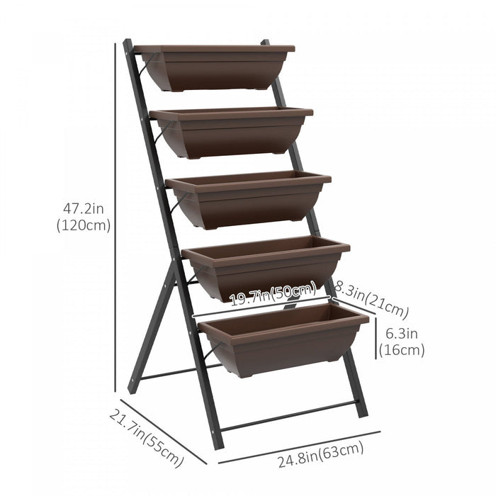 Outsunny 5-tier Raised Garden Bed With 5 Planter Boxes, Outdoor Plant Stand Grow Containers With Lea