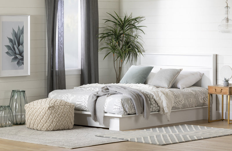 Holland Queen Platform Bed with Drawer - Pure White