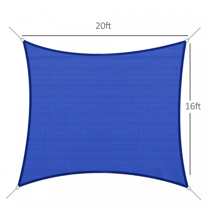 Outsunny Rectangle 20'x 16' Sun Shade Sail Top Cover Fabric Outdoor Shelter Backyard Window Garden C