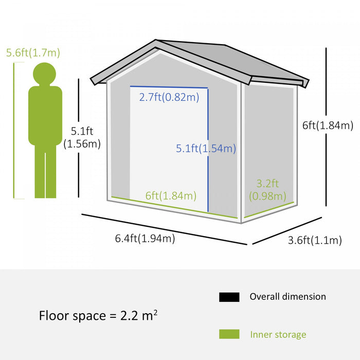 Outsunny 6.5ft X 3.5ft Metal Garden Shed, Large Outdoor Shed Storage Building With Double Sliding Do