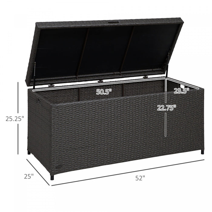 Outsunny Wicker Deck Box, 118 Gallon Pe Rattan Storage Box, Grey