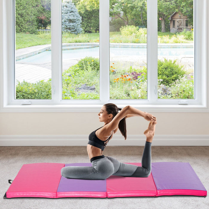 Soozier 4'x10'x2'' Folding Gymnastics Tumbling Mat, Exercise Mat With Carrying Handles For Yoga, Mma