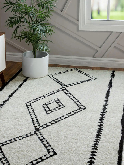 Zelda Contemporary 9'10\" x 12'10\" Area Rug in Ivory Indoor Area Rug 