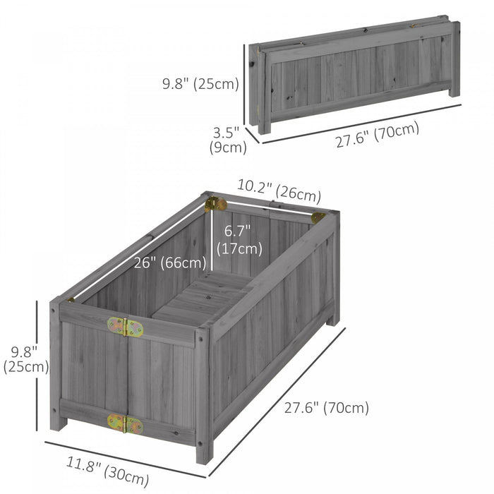 Outsunny 28\" X 12\" Foldable Raised Garden Bed, Elevated Planter Box, Wooden Planting Bed For Backyar