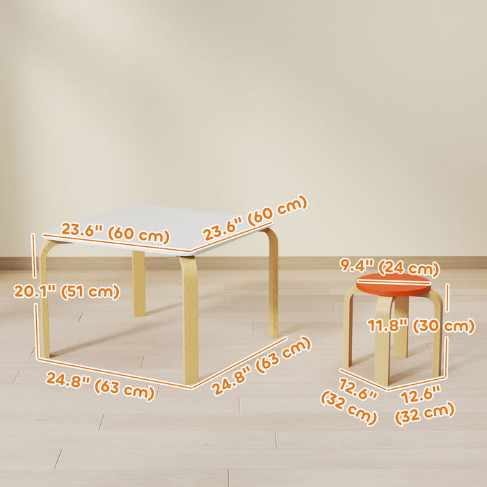 Qaba Kids Table and Chair Set, Kids Table and 4 Chair Set for Toddlers and Children, 5-Piece Children Furniture Set for Arts and Crafts, for Daycare, Classroom, Playroom