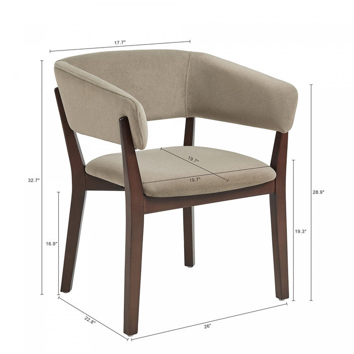 Blake Modern Wood Faux Mohair Armchair in Linen 