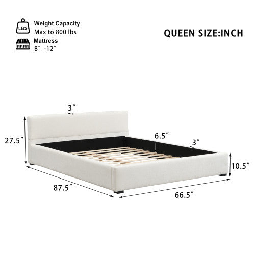 Charlotte Elegant Wide-edge Upholstered Bed,Queen Size, Beige Queen Bed  