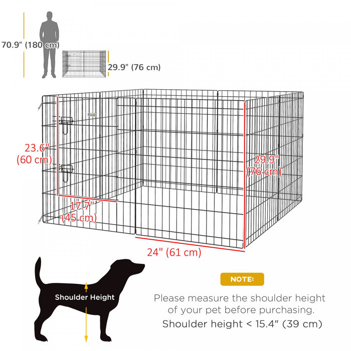 Pawhut Dog Playpen Puppy Play Pen, Pet Exercise Fences For Outside Indoor, Foldable Dog Kennel, 30\"h