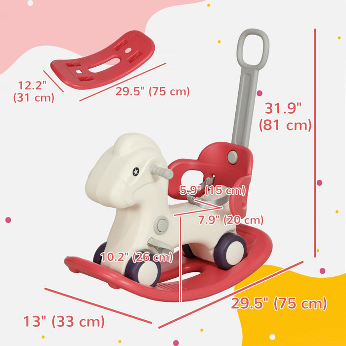 Qaba Rocking Horse, 4 In 1 Baby Ride On Horse, Push Car, Sliding Car With Detachable Balance Board &
