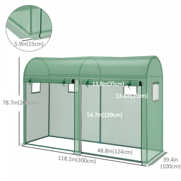 Outsunny 9.8' X 3.3' X 6.6' Outdoor Garden Greenhouse, Steel Frame Plant Growing Greenhouse With Dou