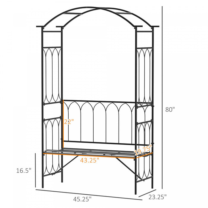 Outsunny 80" Tall Fairy Garden Arbor Arch With Bench
